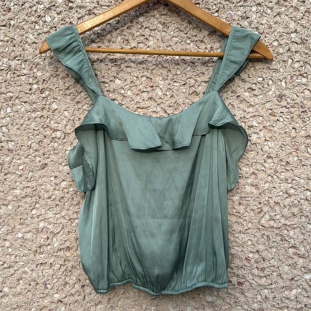 Flutter Sleeve Silk Tank Top in by ASTR